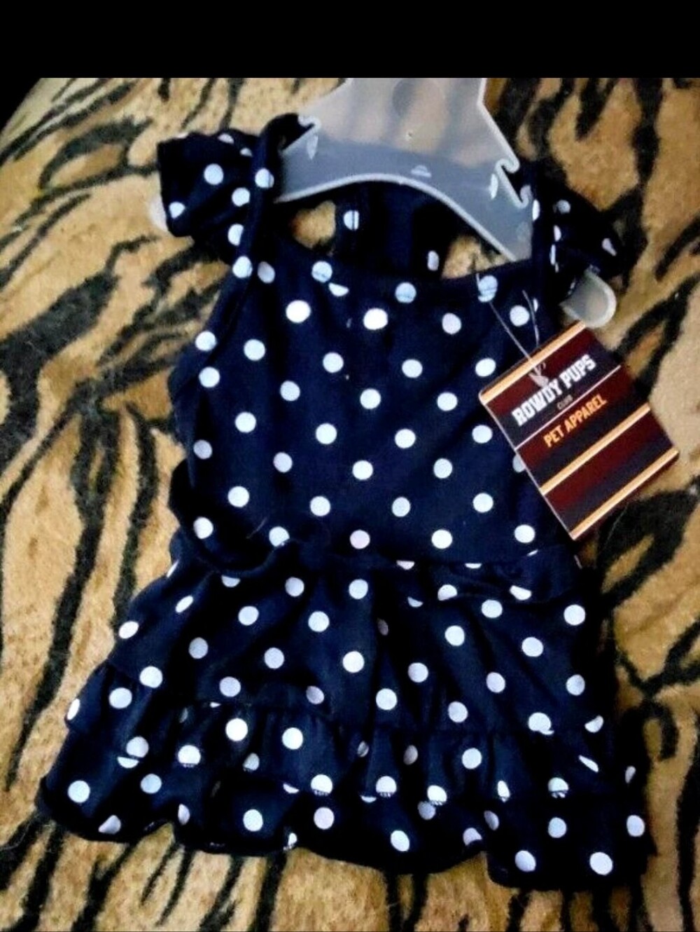 Pet Dress Dog or Cat Blue Poka Dot Ruffle  sm New!
